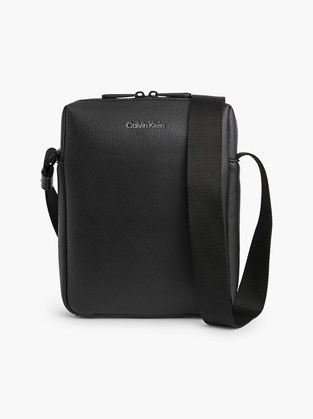 Calvin Klein USA Recycled Faux Leather Crossbody Mens Bag Black 5267013-BW